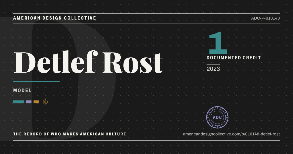 Registry card for Detlef Rost: the ADC seal, Detlef Rost, and how much is on record.