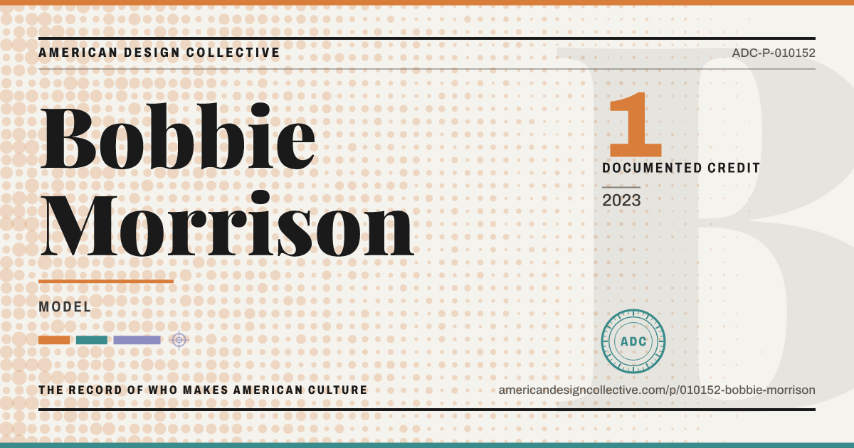 Registry card for Bobbie Morrison: the ADC seal, Bobbie Morrison, and how much is on record.