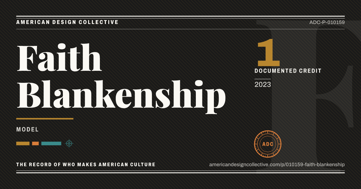 Registry card for Faith Blankenship: the ADC seal, Faith Blankenship, and how much is on record.