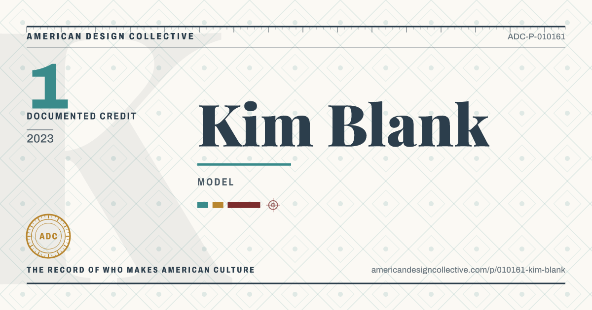 Registry card for Kim Blank: the ADC seal, Kim Blank, and how much is on record.