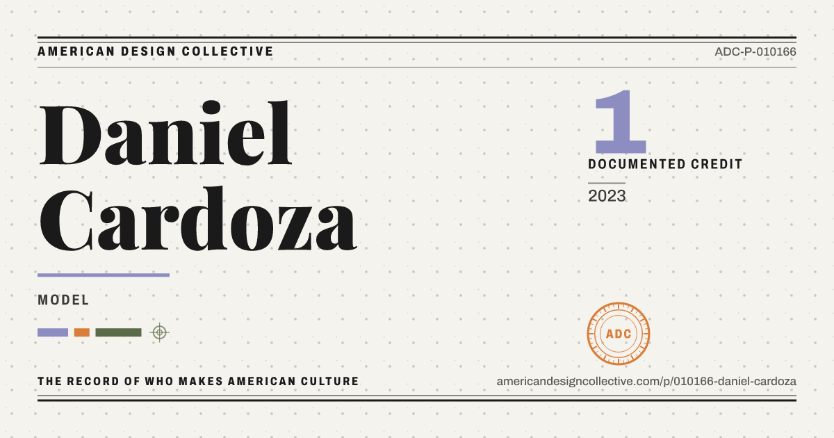 Registry card for Daniel Cardoza: the ADC seal, Daniel Cardoza, and how much is on record.