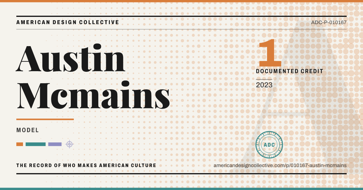 Registry card for Austin Mcmains: the ADC seal, Austin Mcmains, and how much is on record.