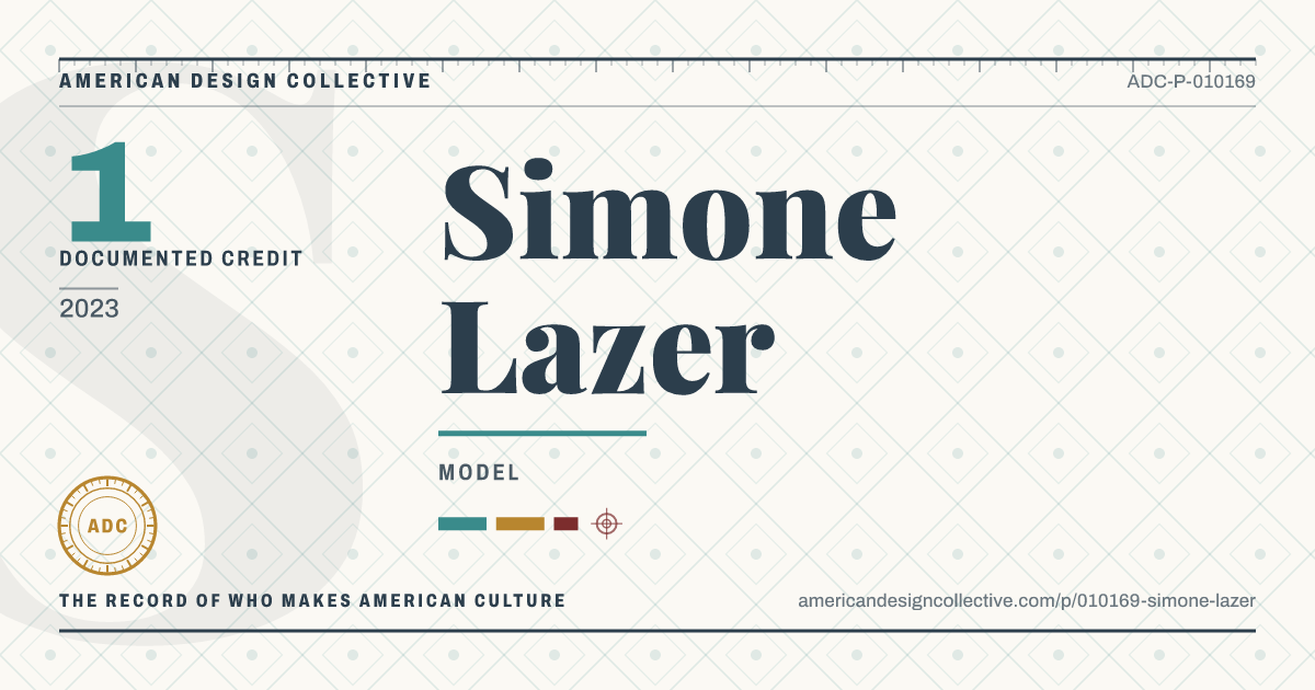 Registry card for Simone Lazer: the ADC seal, Simone Lazer, and how much is on record.