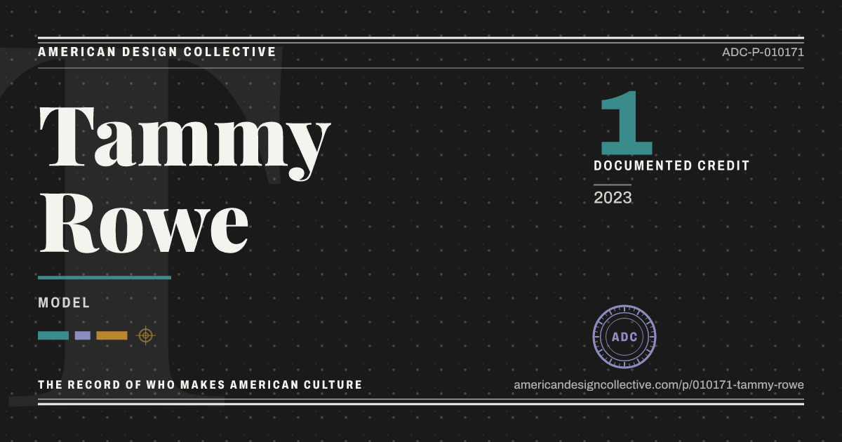 Registry card for Tammy Rowe: the ADC seal, Tammy Rowe, and how much is on record.