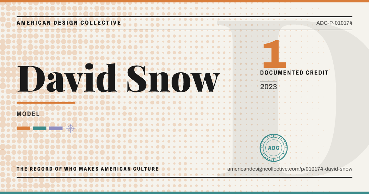 Registry card for David Snow: the ADC seal, David Snow, and how much is on record.
