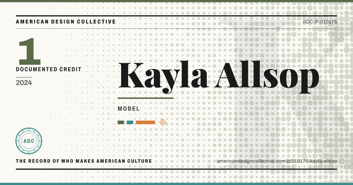 Registry card for Kayla Allsop: the ADC seal, Kayla Allsop, and how much is on record.