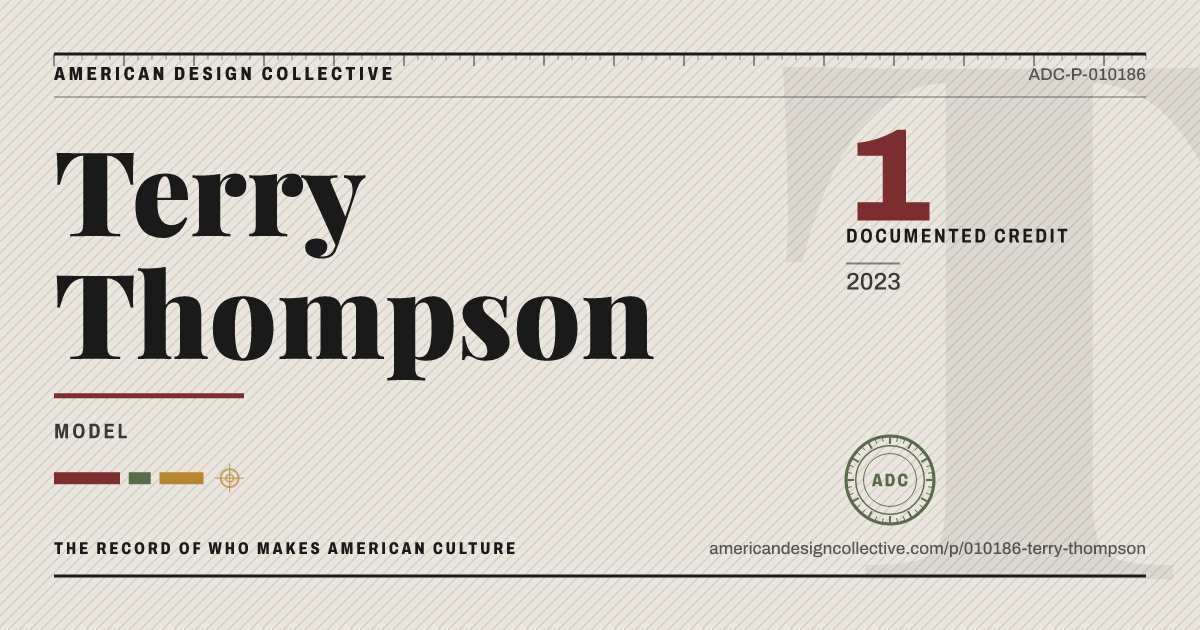 Registry card for Terry Thompson: the ADC seal, Terry Thompson, and how much is on record.