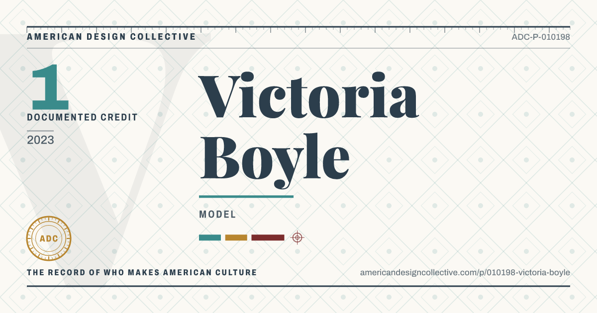 Registry card for Victoria Boyle: the ADC seal, Victoria Boyle, and how much is on record.