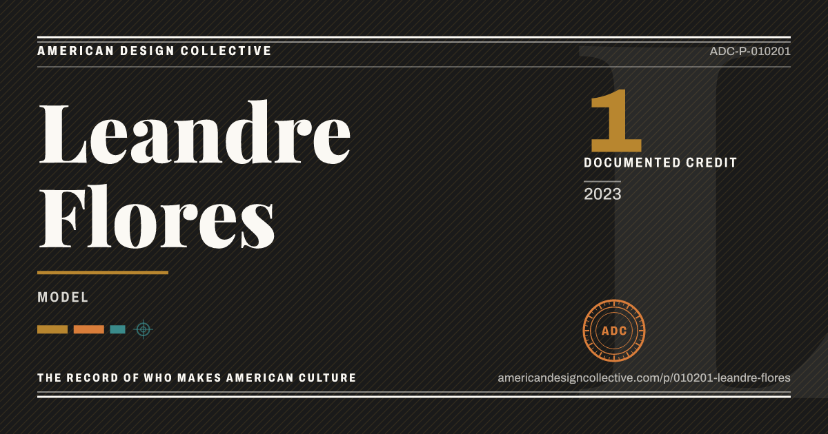 Registry card for Leandre Flores: the ADC seal, Leandre Flores, and how much is on record.