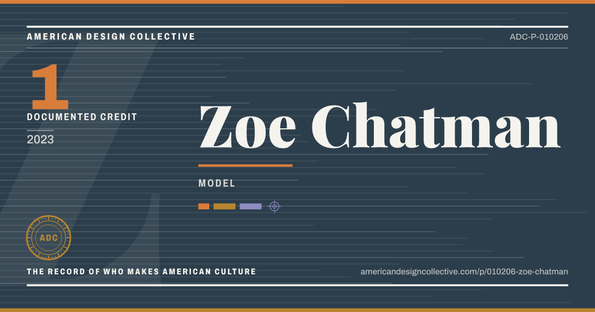 Registry card for Zoe Chatman: the ADC seal, Zoe Chatman, and how much is on record.