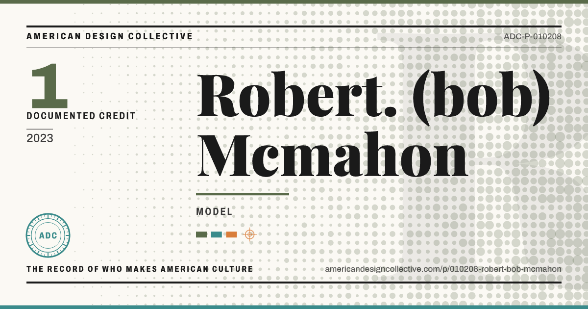 Registry card for Robert. (bob) Mcmahon: the ADC seal, Robert. (bob) Mcmahon, and how much is on record.