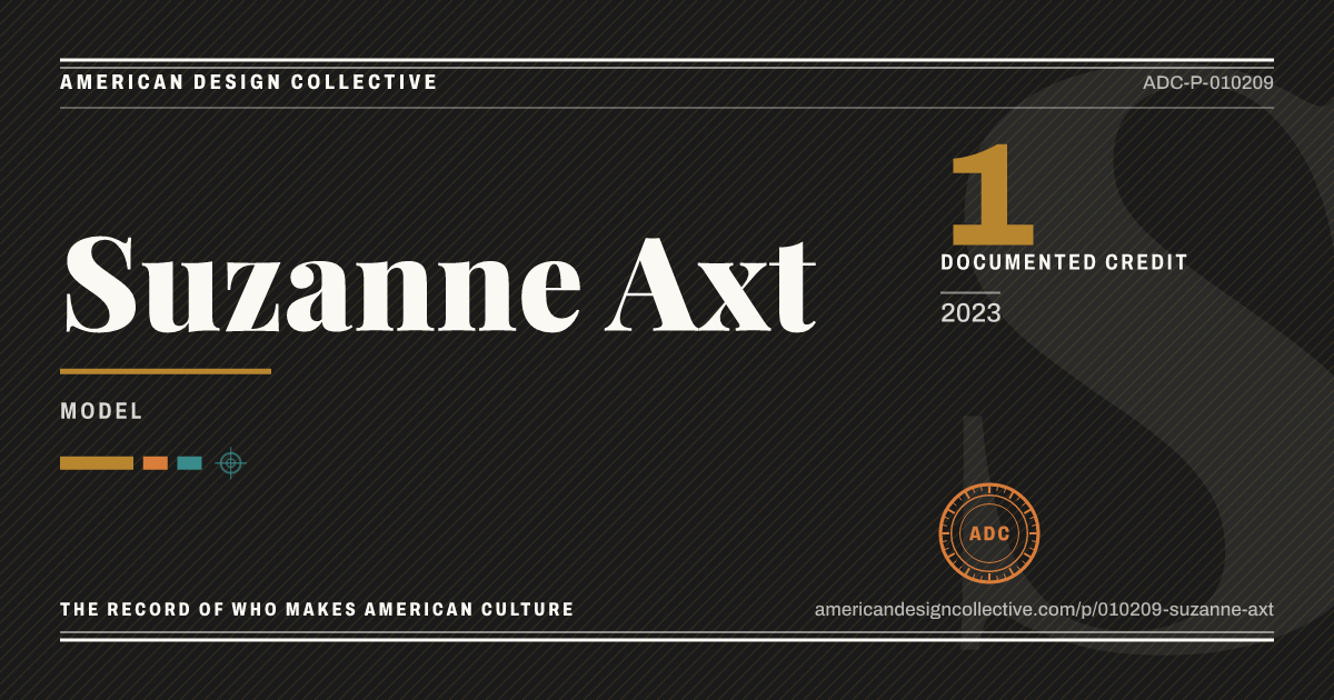 Registry card for Suzanne Axt: the ADC seal, Suzanne Axt, and how much is on record.