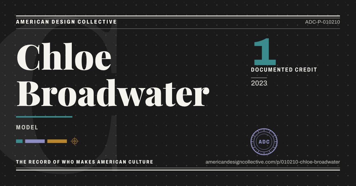 Registry card for Chloe Broadwater: the ADC seal, Chloe Broadwater, and how much is on record.