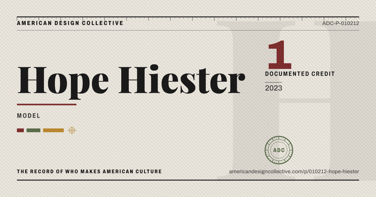 Registry card for Hope Hiester: the ADC seal, Hope Hiester, and how much is on record.