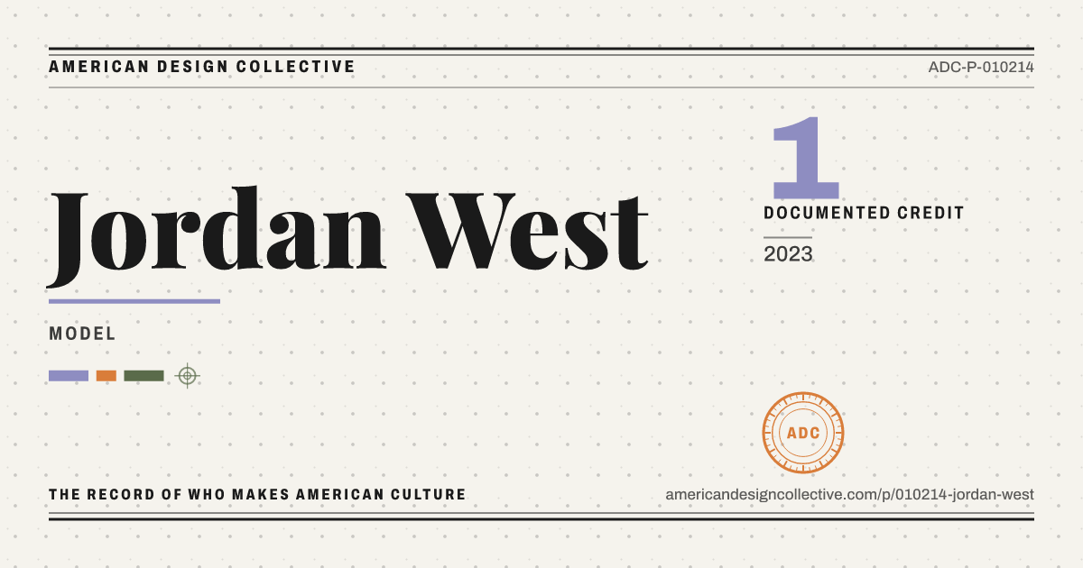 Registry card for Jordan West: the ADC seal, Jordan West, and how much is on record.