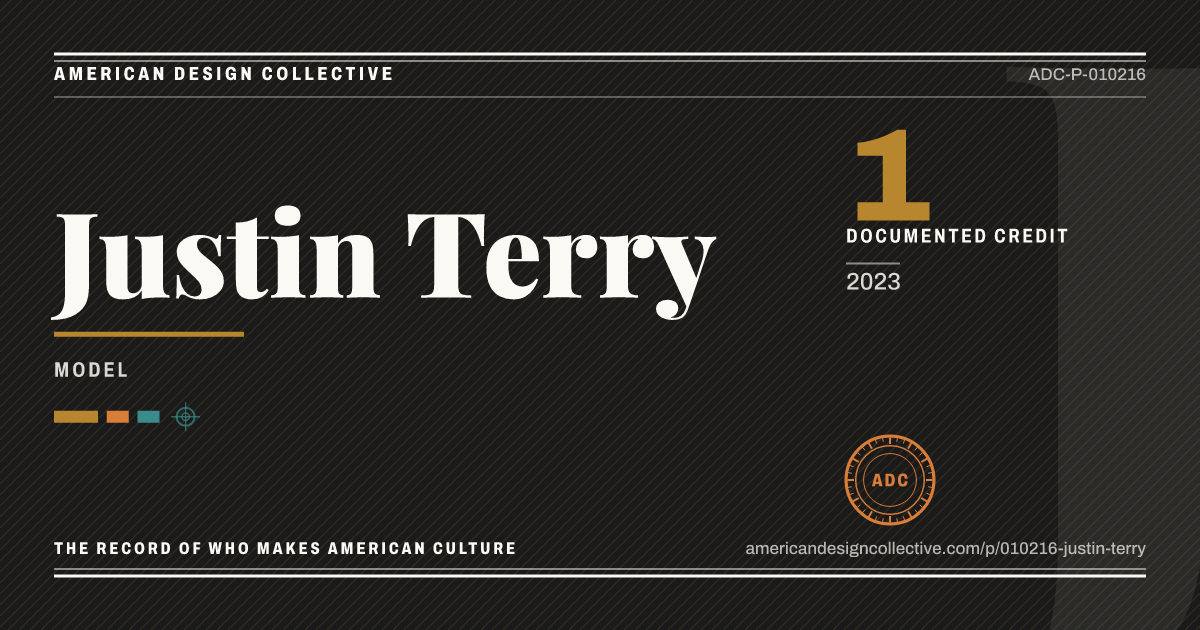 Registry card for Justin Terry: the ADC seal, Justin Terry, and how much is on record.