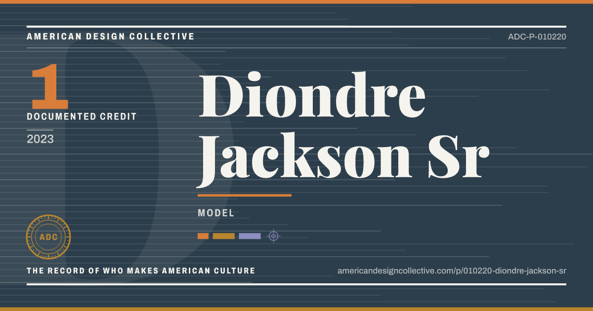 Registry card for Diondre Jackson Sr: the ADC seal, Diondre Jackson Sr, and how much is on record.