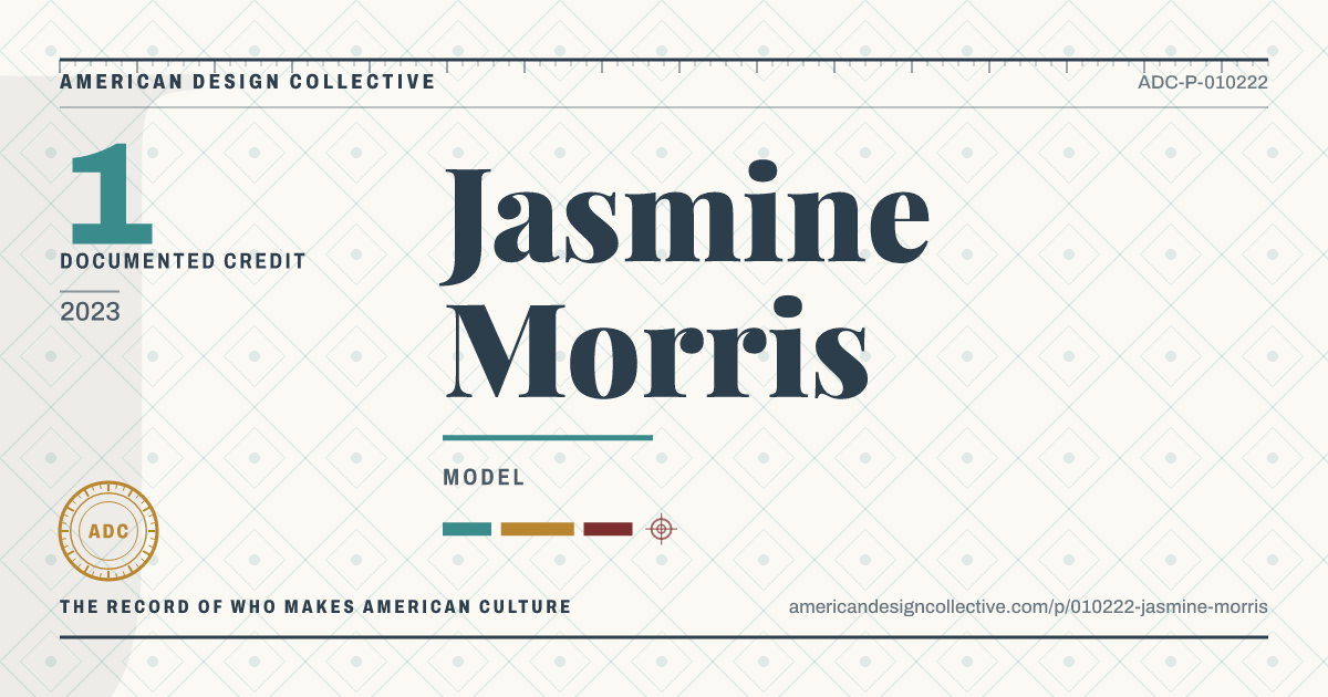Registry card for Jasmine Morris: the ADC seal, Jasmine Morris, and how much is on record.