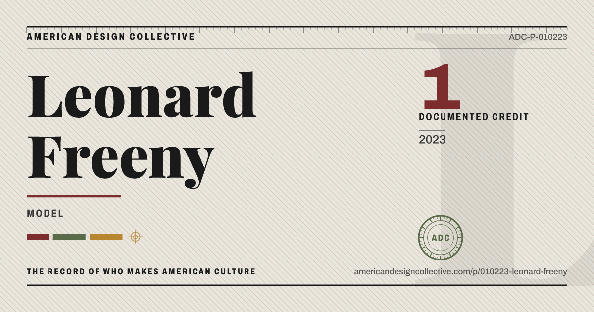 Registry card for Leonard Freeny: the ADC seal, Leonard Freeny, and how much is on record.