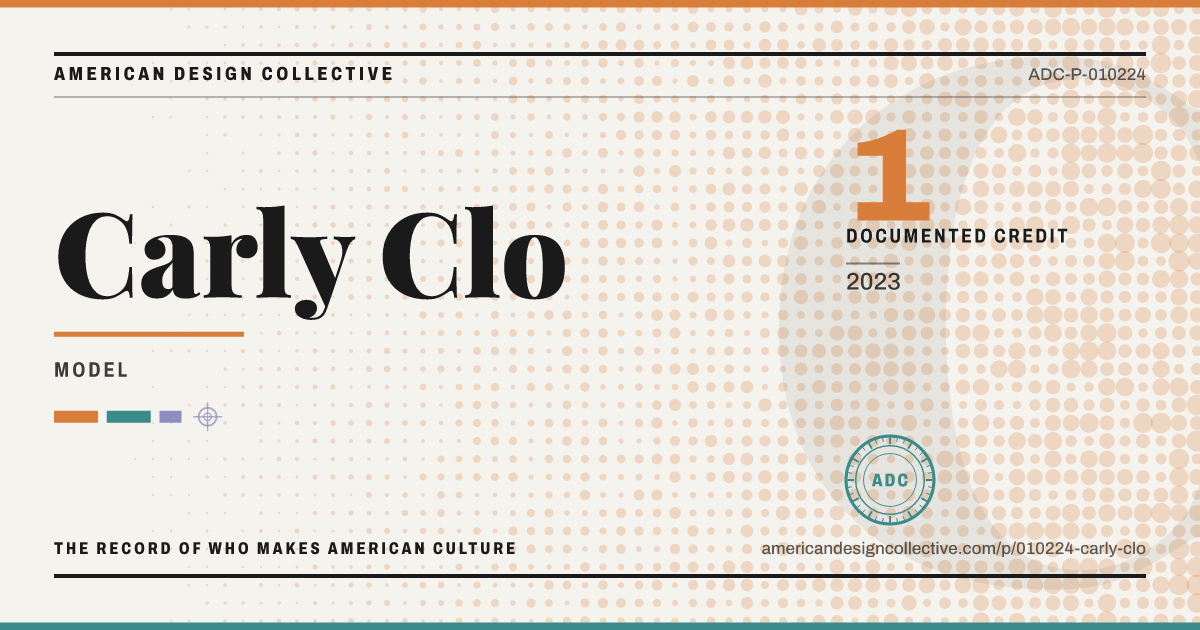 Registry card for Carly Clo: the ADC seal, Carly Clo, and how much is on record.