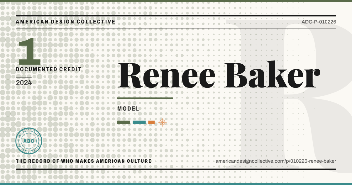 Registry card for Renee Baker: the ADC seal, Renee Baker, and how much is on record.