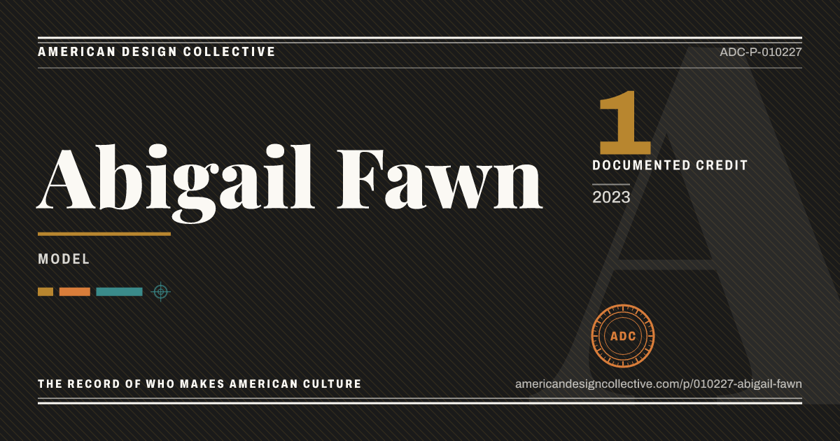 Registry card for Abigail Fawn: the ADC seal, Abigail Fawn, and how much is on record.