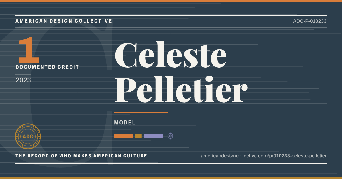 Registry card for Celeste Pelletier: the ADC seal, Celeste Pelletier, and how much is on record.