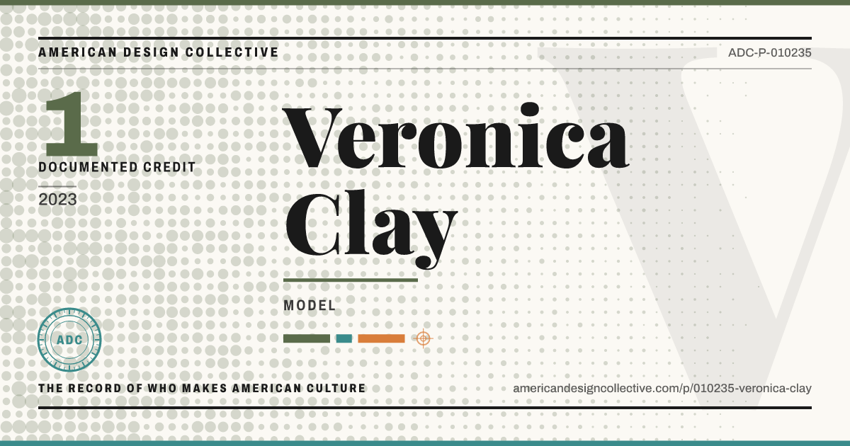 Registry card for Veronica Clay: the ADC seal, Veronica Clay, and how much is on record.