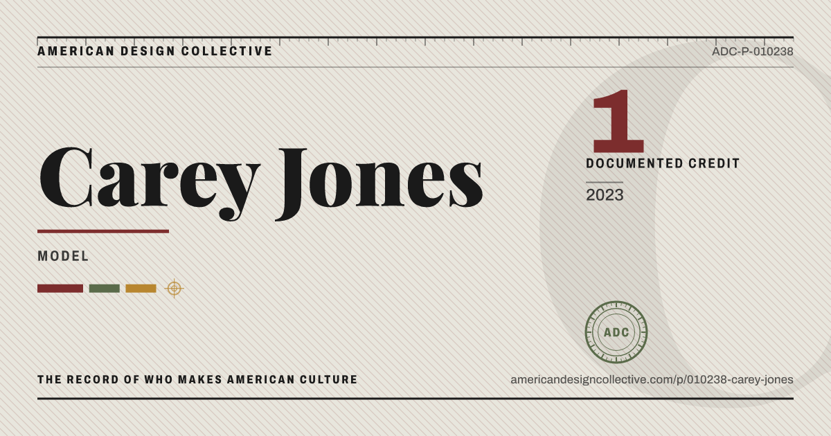Registry card for Carey Jones: the ADC seal, Carey Jones, and how much is on record.