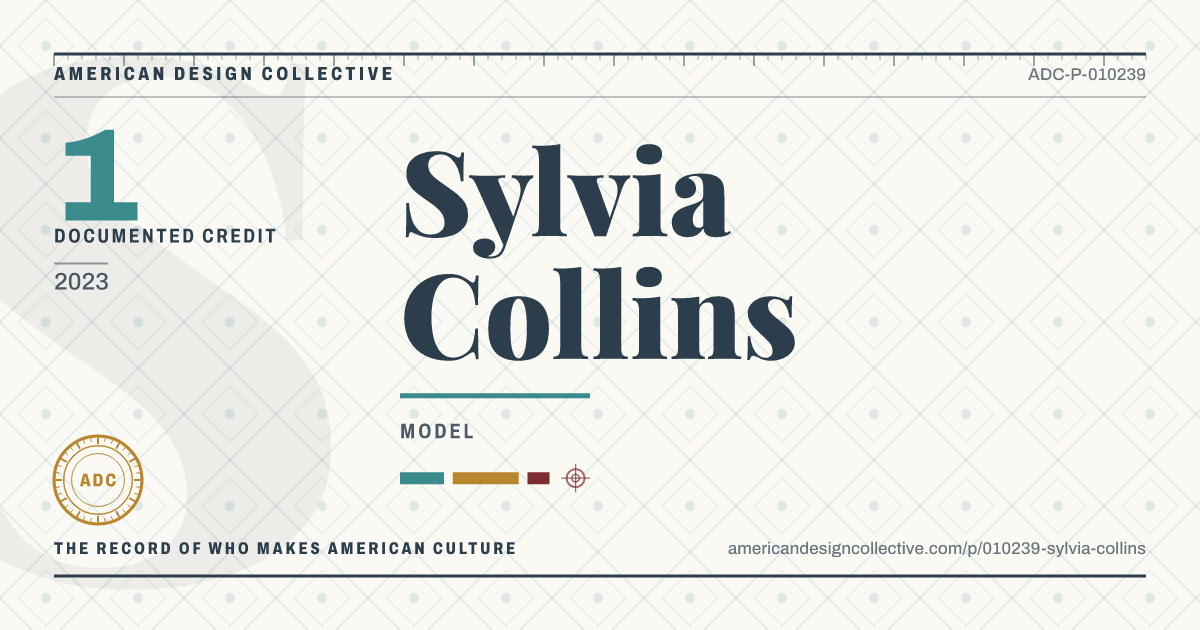 Registry card for Sylvia Collins: the ADC seal, Sylvia Collins, and how much is on record.