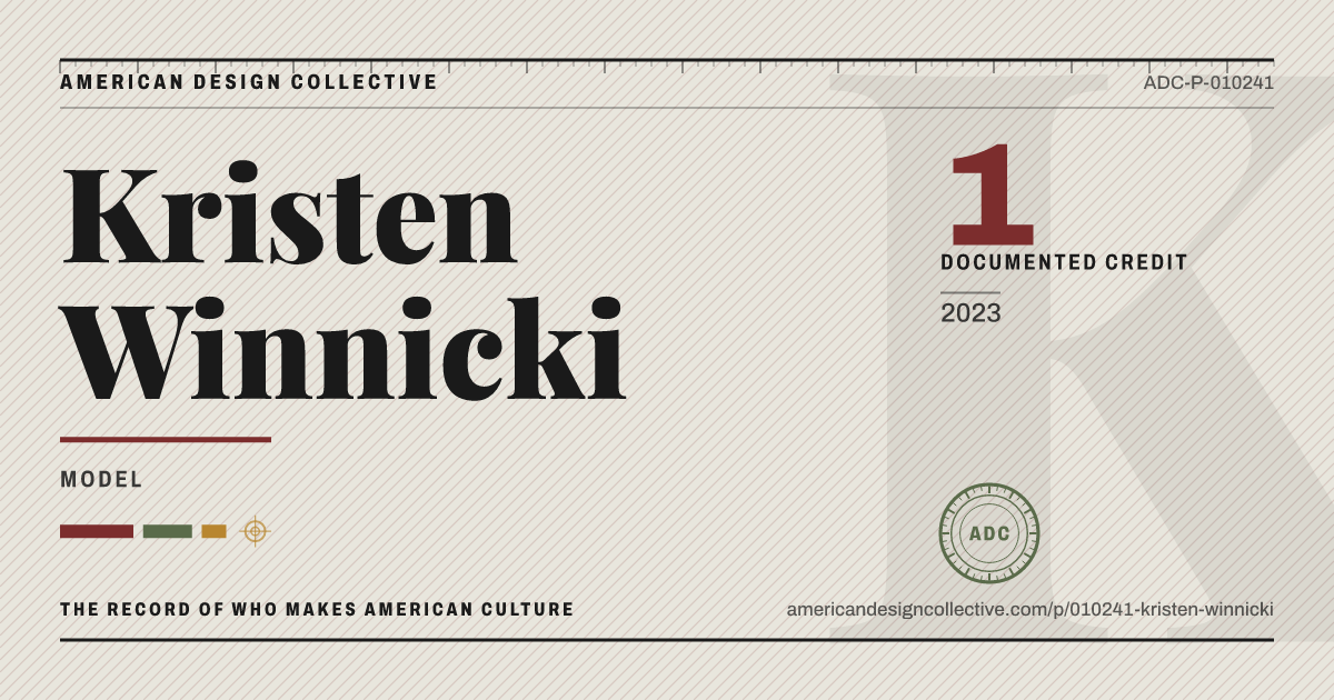 Registry card for Kristen Winnicki: the ADC seal, Kristen Winnicki, and how much is on record.