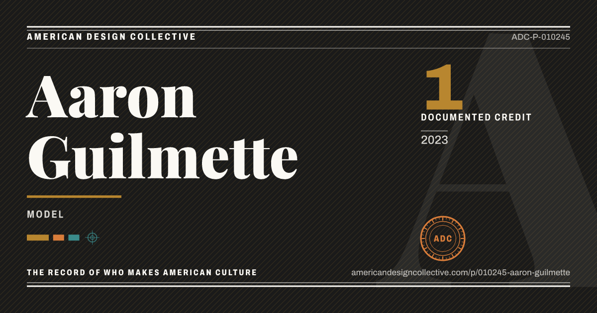 Registry card for Aaron Guilmette: the ADC seal, Aaron Guilmette, and how much is on record.