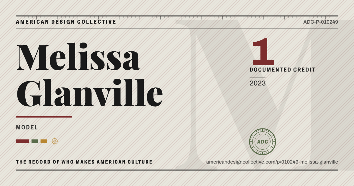 Registry card for Melissa Glanville: the ADC seal, Melissa Glanville, and how much is on record.