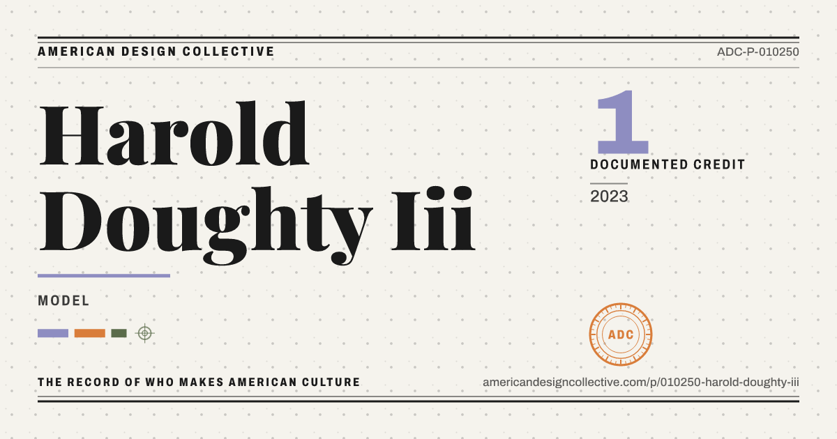Registry card for Harold Doughty Iii: the ADC seal, Harold Doughty Iii, and how much is on record.