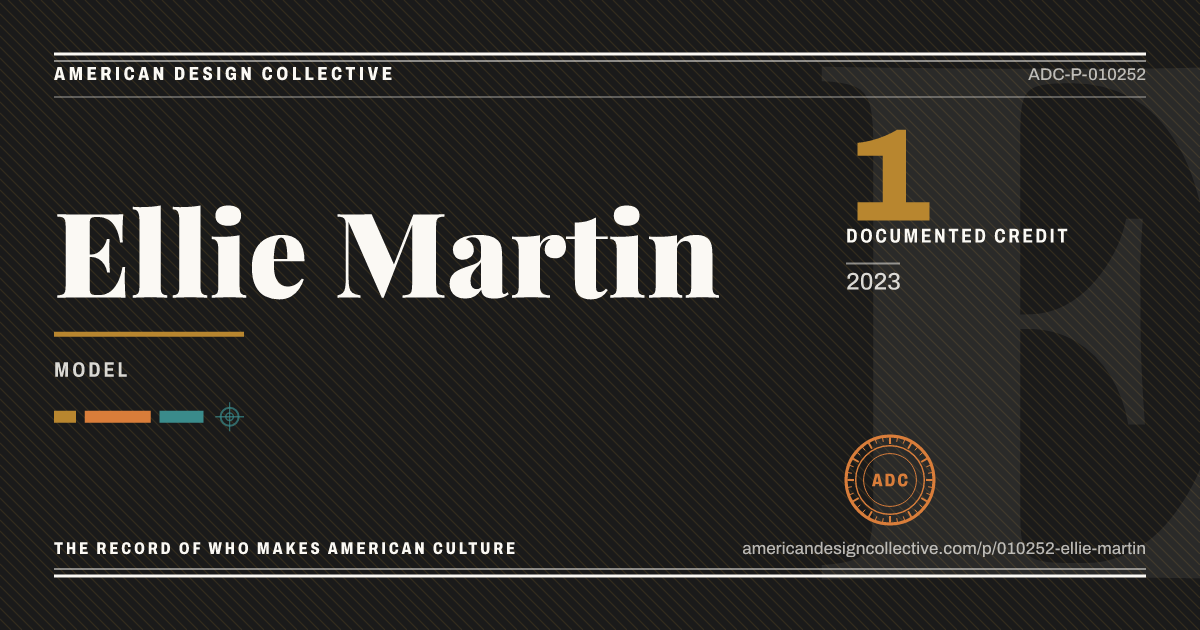 Registry card for Ellie Martin: the ADC seal, Ellie Martin, and how much is on record.