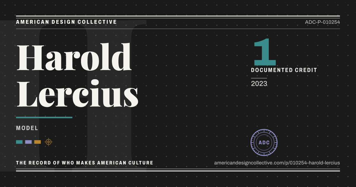 Registry card for Harold Lercius: the ADC seal, Harold Lercius, and how much is on record.