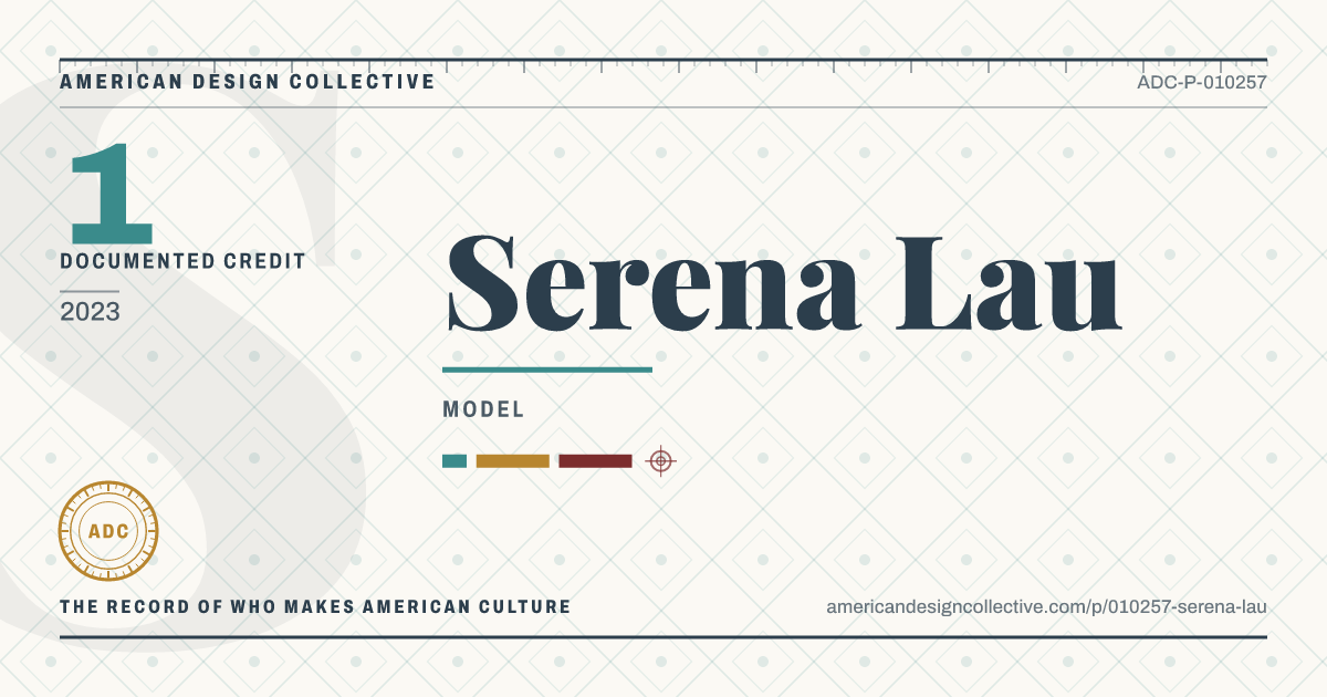 Registry card for Serena Lau: the ADC seal, Serena Lau, and how much is on record.