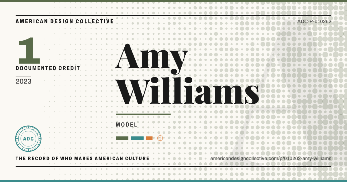 Registry card for Amy Williams: the ADC seal, Amy Williams, and how much is on record.