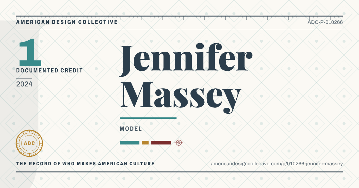 Registry card for Jennifer Massey: the ADC seal, Jennifer Massey, and how much is on record.