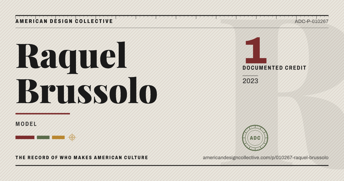 Registry card for Raquel Brussolo: the ADC seal, Raquel Brussolo, and how much is on record.