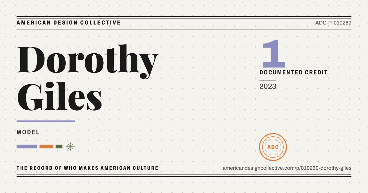 Registry card for Dorothy Giles: the ADC seal, Dorothy Giles, and how much is on record.