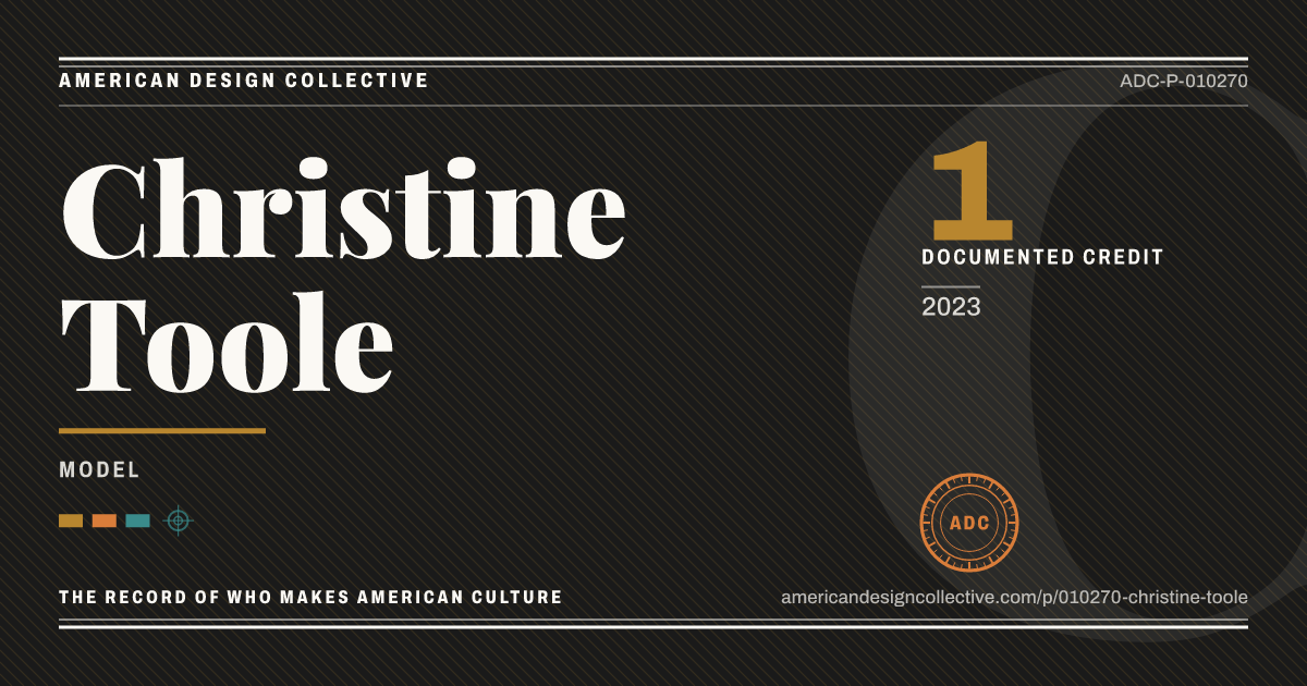 Registry card for Christine Toole: the ADC seal, Christine Toole, and how much is on record.