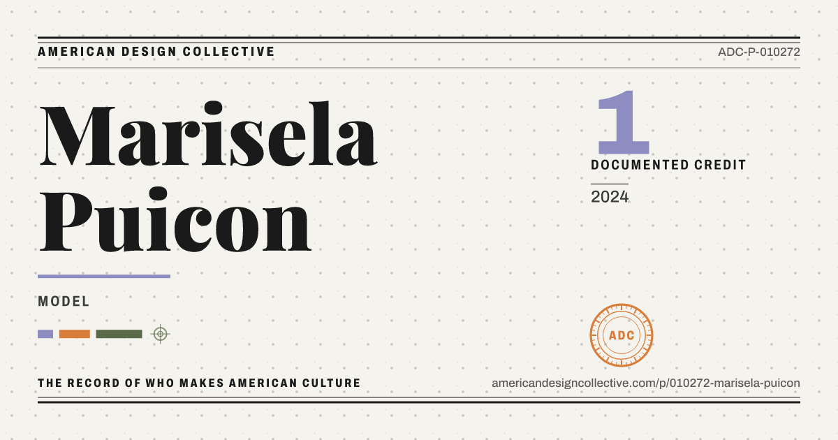 Registry card for Marisela Puicon: the ADC seal, Marisela Puicon, and how much is on record.