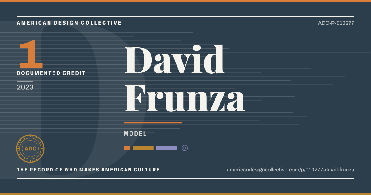 Registry card for David Frunza: the ADC seal, David Frunza, and how much is on record.