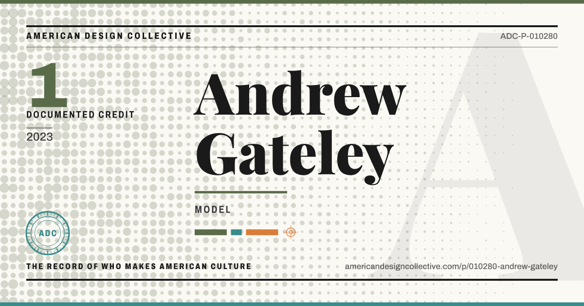 Registry card for Andrew Gateley: the ADC seal, Andrew Gateley, and how much is on record.