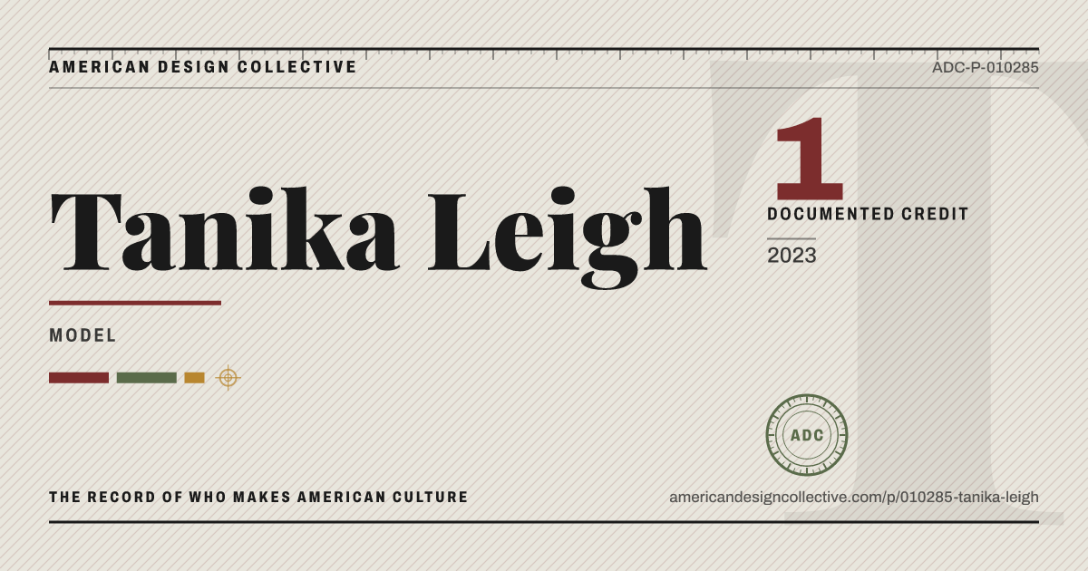 Registry card for Tanika Leigh: the ADC seal, Tanika Leigh, and how much is on record.