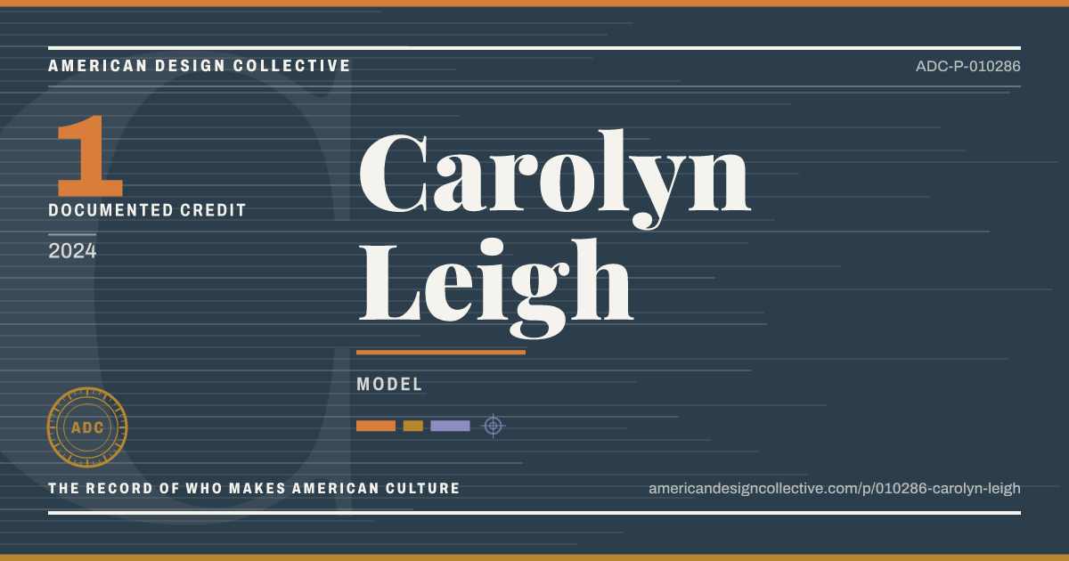 Registry card for Carolyn Leigh: the ADC seal, Carolyn Leigh, and how much is on record.