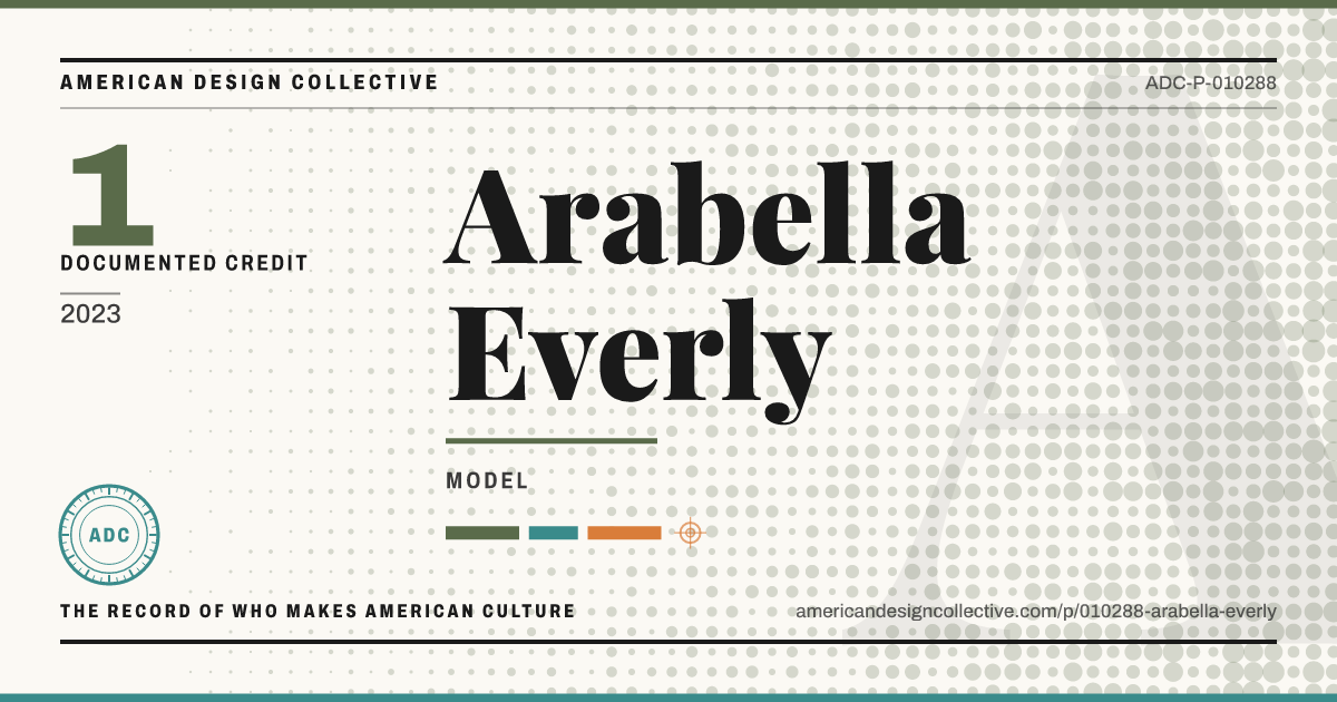 Registry card for Arabella Everly: the ADC seal, Arabella Everly, and how much is on record.