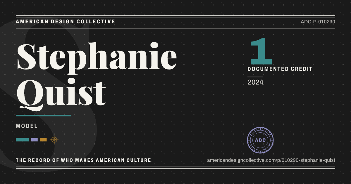 Registry card for Stephanie Quist: the ADC seal, Stephanie Quist, and how much is on record.