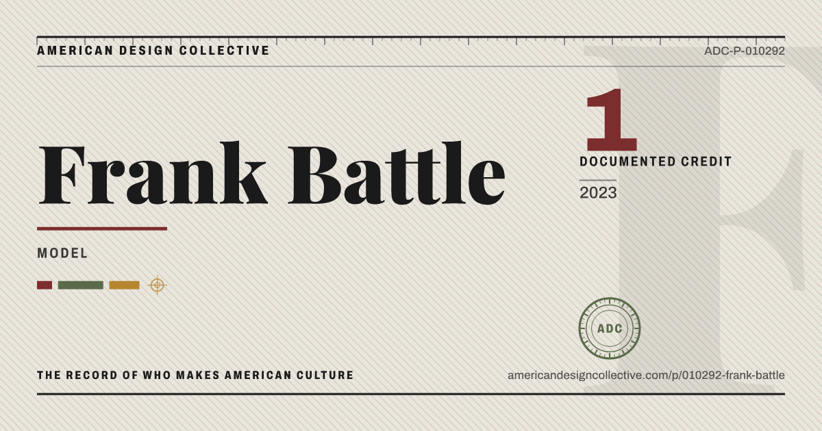 Registry card for Frank Battle: the ADC seal, Frank Battle, and how much is on record.